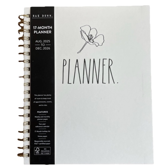Rae Dunn 2026 PLANNER FLOWER Large size Spiral 17 month Planner (Ivory) … - Picture 1 of 8
